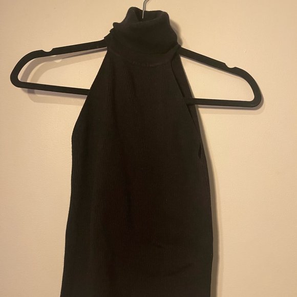 Zara Ribbed Cropped Turtleneck Tank Top Black, Small - Picture 6 of 7